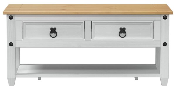 VidaXL Dohányzóasztal fiókkal Fehér 100 x 48 x 45 cm Tömör Fenyőfa