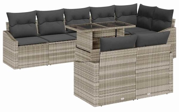 VidaXL Kerti Kanapé Szett párnával 9 pcs Világosszürke