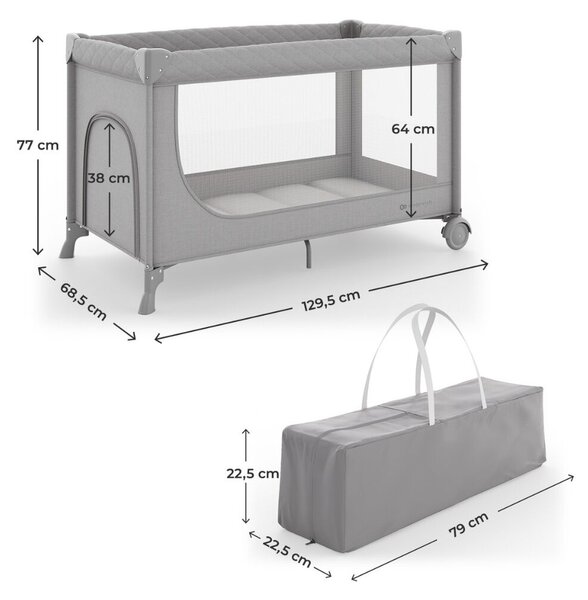 KINDERKRAFT Utazóágy LEODY UP Grey