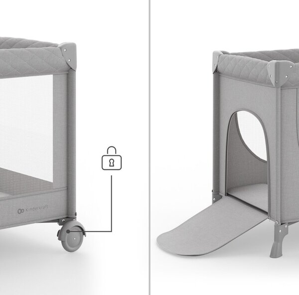 KINDERKRAFT Utazóágy LEODY UP Grey