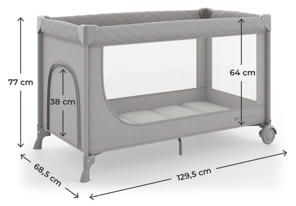 KINDERKRAFT Utazóágy LEODY UP Grey