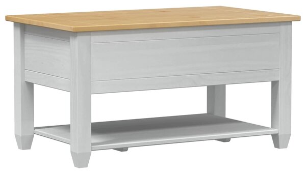 VidaXL Dohányzóasztal fiókkal Fehér 85 x 50 x 45 cm Tömör fenyőfa