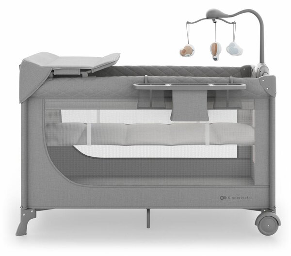 KINDERKRAFT Utazóágy LEODY UP Grey kiegészítőkkel