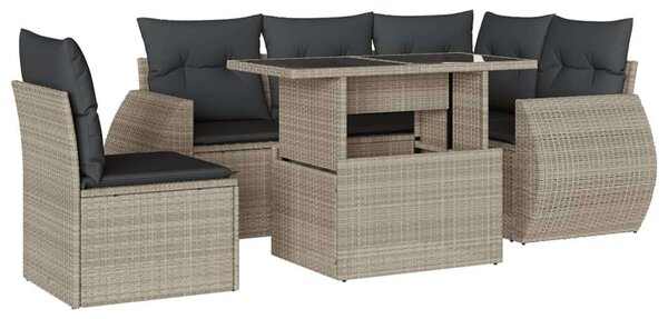 Polyrattan Kerti Ülőgarnitúra - 6 részes - Világosszürke