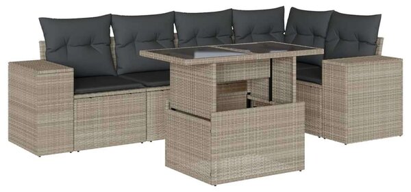 VidaXL Polyrattan Kerti Ülőgarnitúra - 6 részes, Világosszürke
