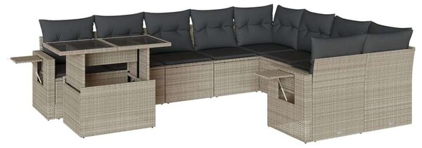 VidaXL Polyrattan Kerti Ülőgarnitúra - 10 részes, Világosszürke