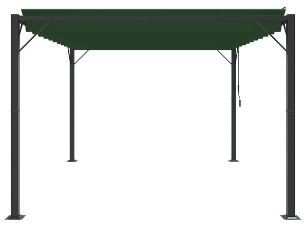 VidaXL Kerti pavilon mozgatható tetővel, zöld, 3 x 4 x 2,14 m