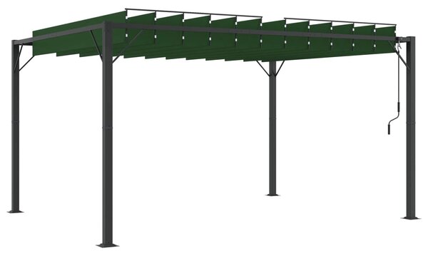 VidaXL Kerti pavilon mozgatható tetővel, zöld, 3 x 4 x 2,14 m