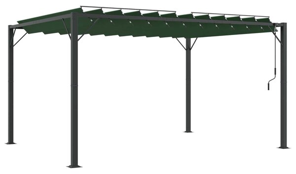 VidaXL Kerti pavilon mozgatható tetővel, zöld, 3 x 4 x 2,14 m