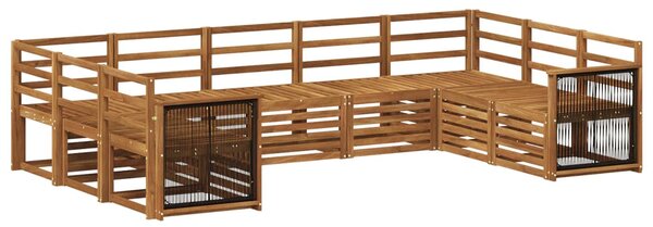 VidaXL Szegmentált kanapé szett 7 pcs Természetes Tömör Akácfa
