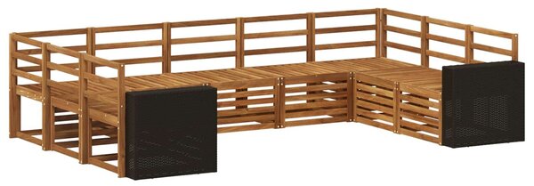 VidaXL Szegmentált kanapé szett 9 pcs Természetes Tömör Akácfa