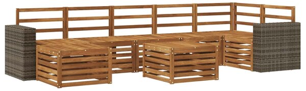 VidaXL Kültéri kanapé szett 8 pcs Természetes Tömör Akácfa