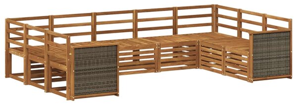 VidaXL Szegmentált kanapé szett 7 pcs Természetes Tömör Akácfa