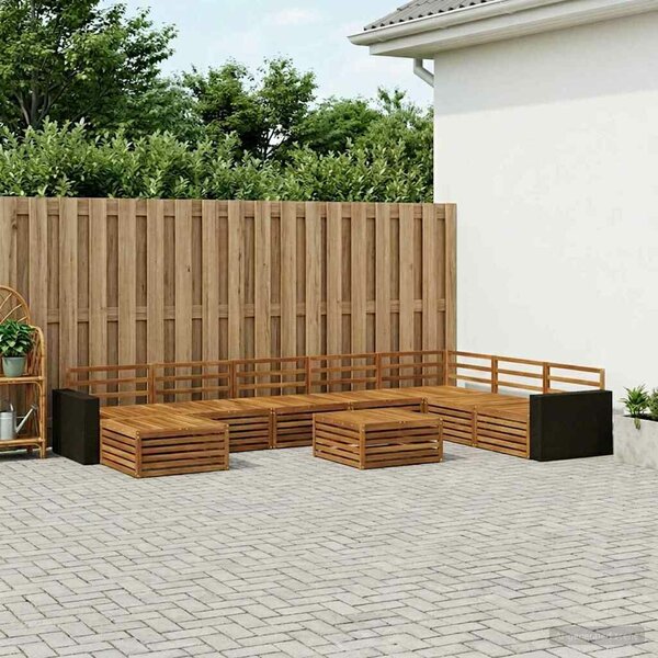VidaXL Kültéri kanapé szett 9 pcs Természetes Tömör Akácfa