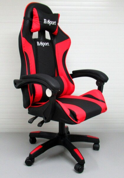Masszírozós gamer szék, fekete-piros
