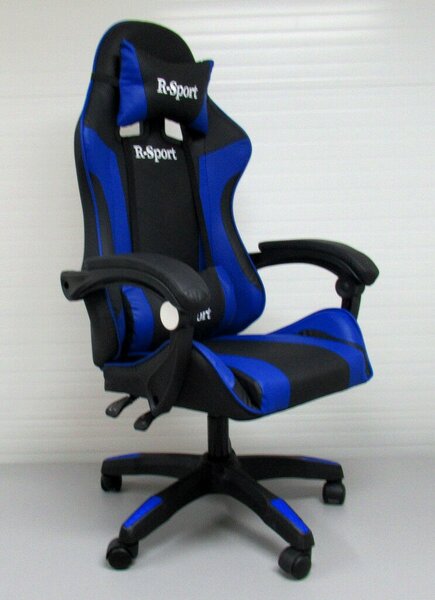 Masszírozós gamer szék, fekete-kék