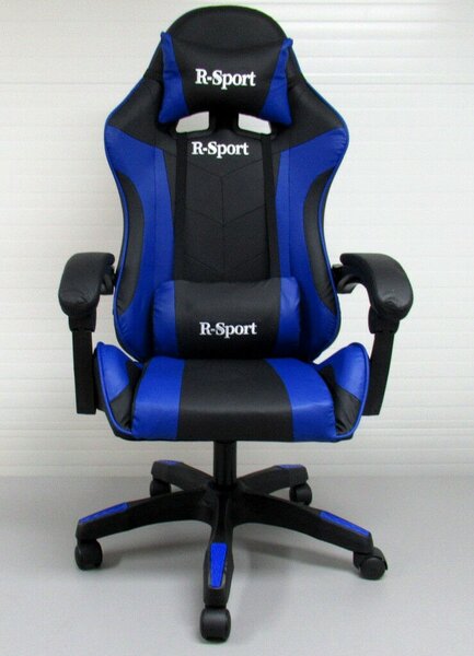 Masszírozós gamer szék, fekete-kék