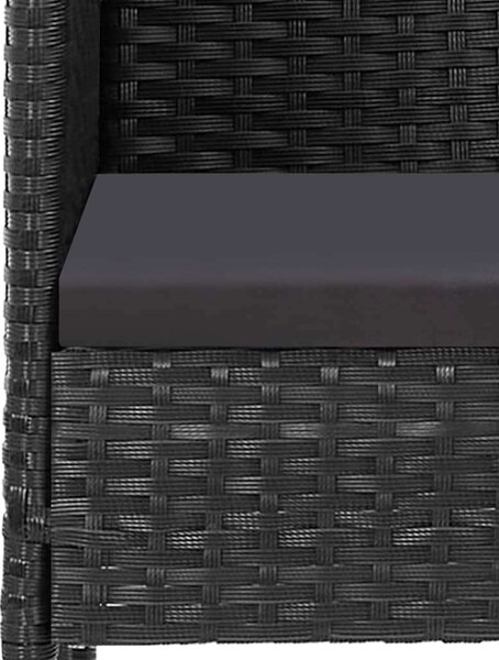 VidaXL 5 részes fekete polyrattan kerti étkezőgarnitúra párnákkal