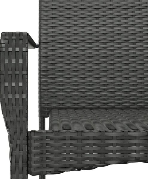 7 részes fekete polyrattan kerti étkezőgarnitúra párnával