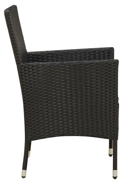 VidaXL 9 részes fekete polyrattan kültéri étkezőszett párnákkal