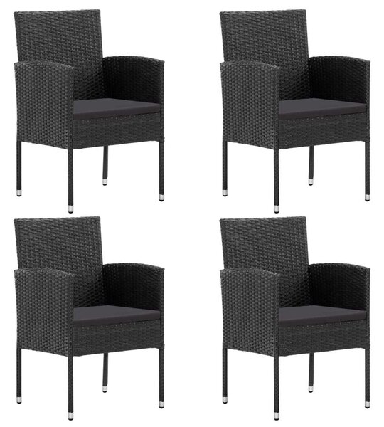 VidaXL 5 részes fekete polyrattan kerti étkezőgarnitúra párnákkal