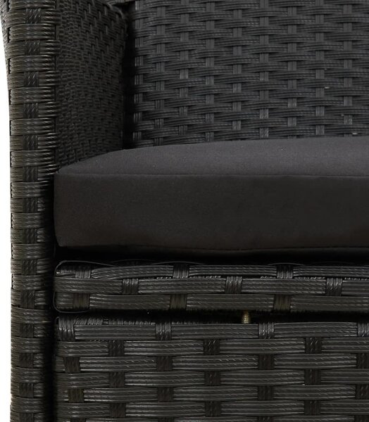 VidaXL 9 részes fekete polyrattan kültéri étkezőszett párnákkal