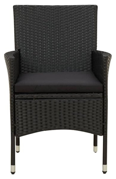 VidaXL 9 részes fekete polyrattan kültéri étkezőszett párnákkal