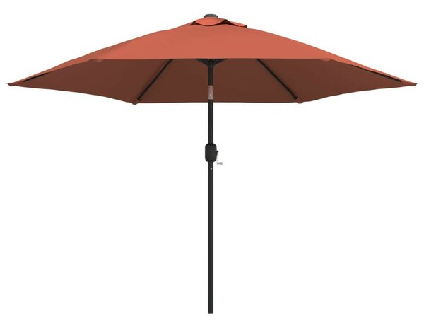 Terrakotta kültéri napernyő LED-fényekkel és acélrúddal 300 cm