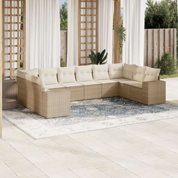 VidaXL Polyrattan Kerti Ülőgarnitúra - 10 részes - Bézs