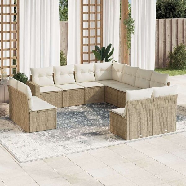 VidaXL Polyrattan Kerti Ülőgarnitúra - 11 részes - Bézs