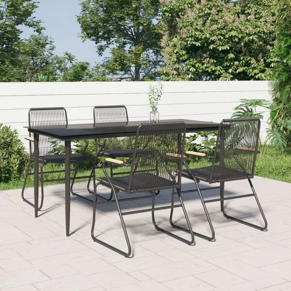 VidaXL 5 részes fekete PVC rattan kerti étkezőgarnitúra