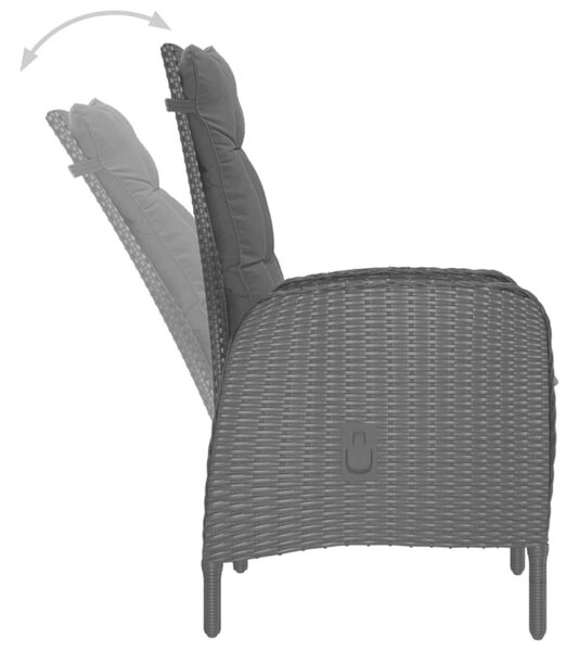 VidaXL Kerti Étkezőgarnitúra - 5 részes - Akácfa és Polyrattan - Fekete