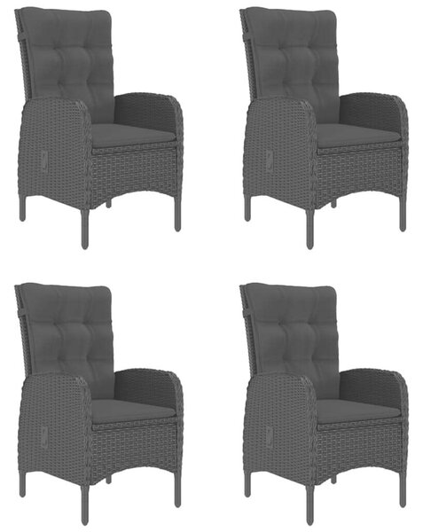 VidaXL Kerti Étkezőgarnitúra - 5 részes - Akácfa és Polyrattan - Fekete