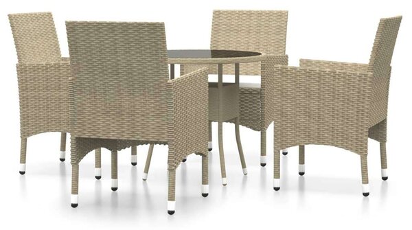 Polyrattan Kerti Étkezőgarnitúra - 5 részes - Bézs
