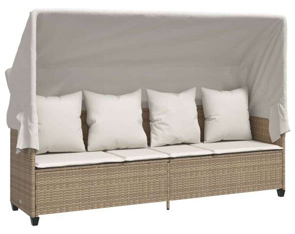 VidaXL Napozóágy - Polyrattan - Bézs - 204x75x140 cm