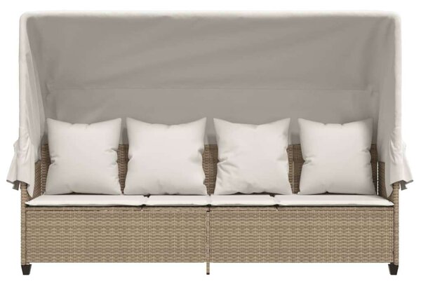 VidaXL Napozóágy - Polyrattan - Bézs - 204x75x140 cm