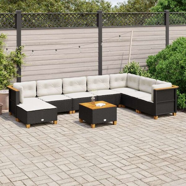 VidaXL Polyrattan Kerti Ülőgarnitúra - 9 részes - Fekete