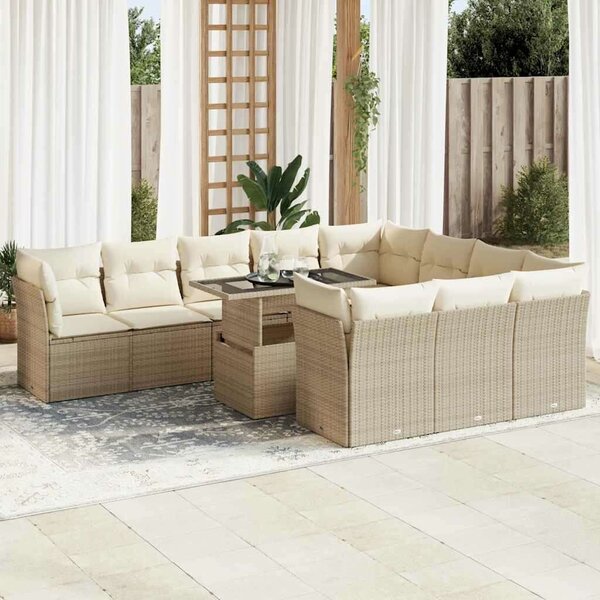 VidaXL Polyrattan Kerti Ülőgarnitúra - 11 részes - Bézs