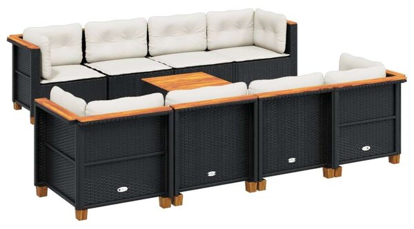 VidaXL Polyrattan Kerti Ülőgarnitúra - 9 részes - Fekete