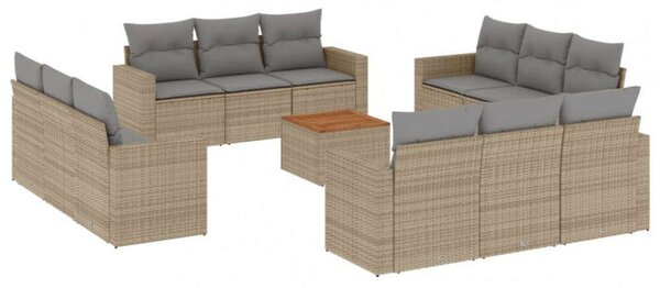 VidaXL Polyrattan Kerti Ülőgarnitúra - 13 részes - Bézs