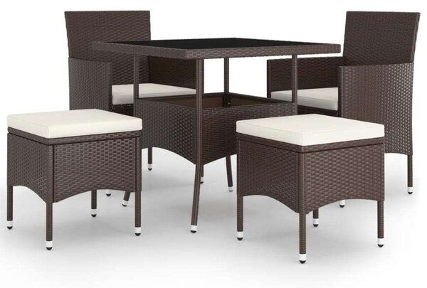 VidaXL Kerti Étkezőgarnitúra - 5 részes - Barna Polyrattan