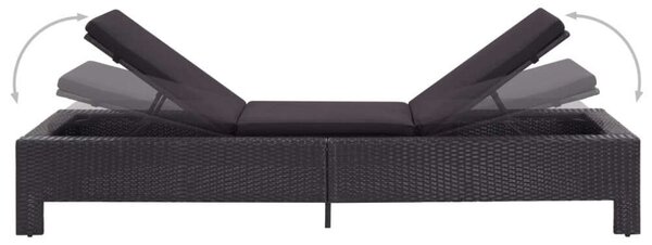 VidaXL Napozóágy - Polyrattan - Fekete - 220cm