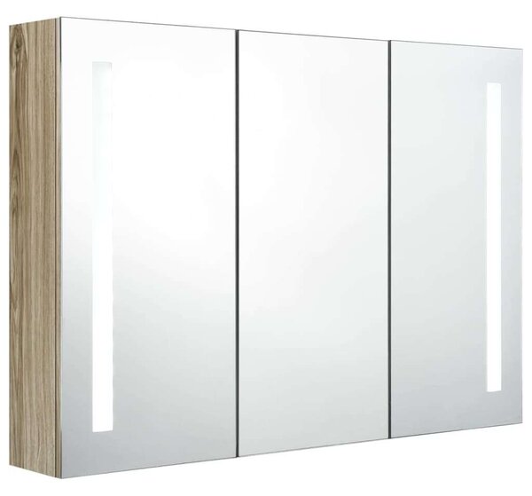 VidaXL Fürdőszobaszekrény - Tölgy - LED - 89x14x62 cm