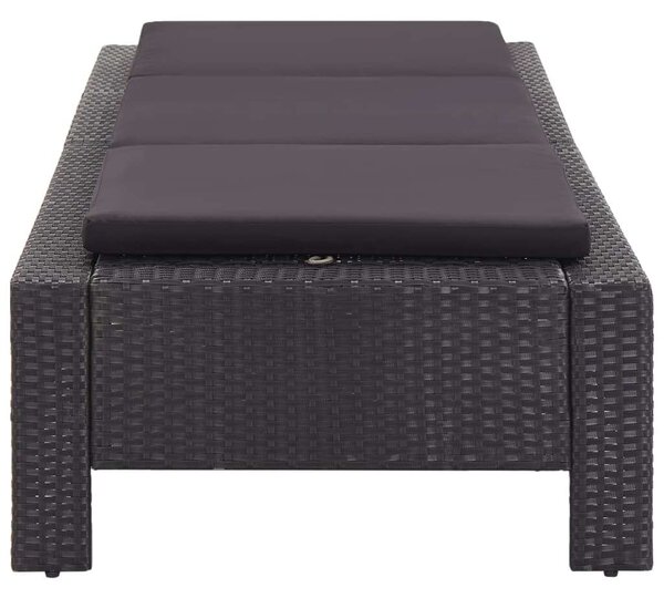 VidaXL Napozóágy - Polyrattan - Fekete - 220cm
