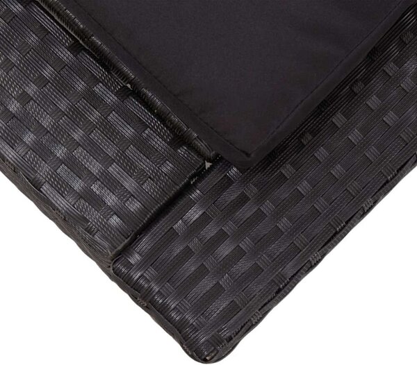 VidaXL Napozóágy - Polyrattan - Fekete - 220cm