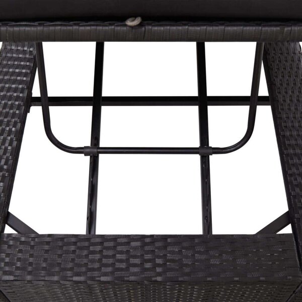 VidaXL Napozóágy - Polyrattan - Fekete - 220cm