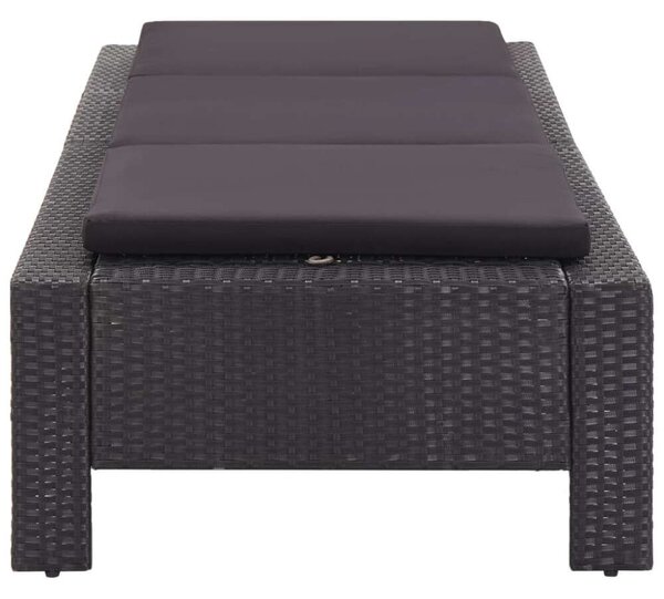 VidaXL Napozóágy - Polyrattan - Fekete - 220cm