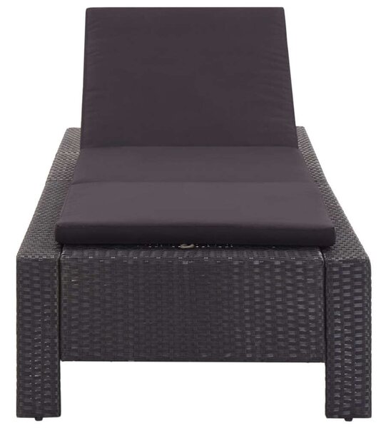 VidaXL Napozóágy - Polyrattan - Fekete - 220cm
