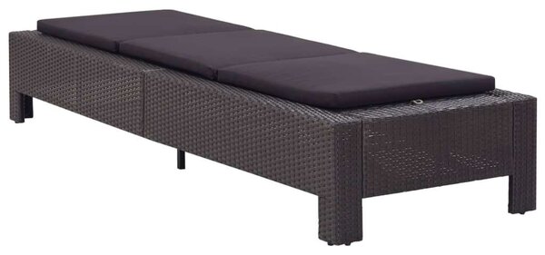 VidaXL Napozóágy - Polyrattan - Fekete - 220cm