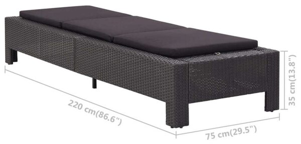 VidaXL Napozóágy - Polyrattan - Fekete - 220cm
